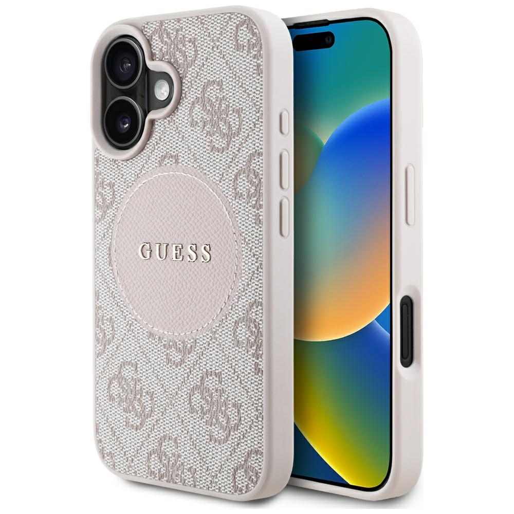 Guess 4G Circle Classic Logo MagSafe iPhone 16 apvalks - rozā