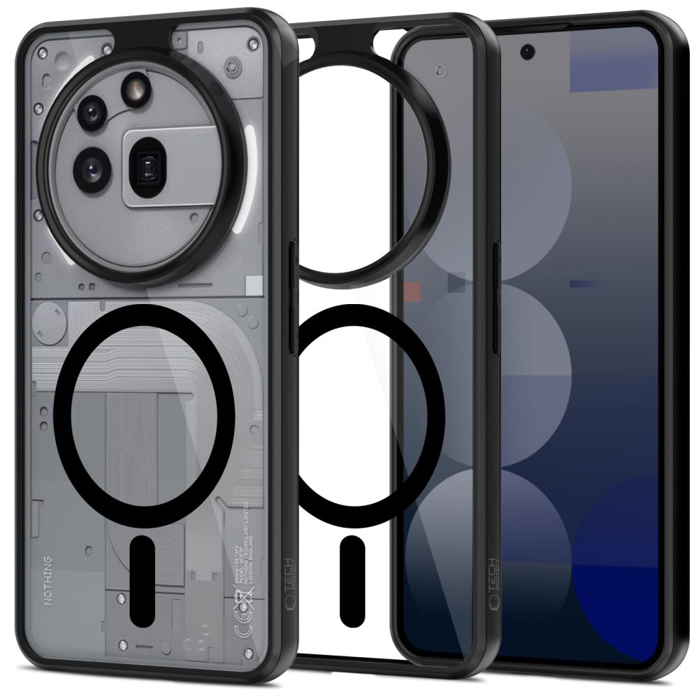 Tech-Protect MagMat MagSafe viedtālruņa apvalks Nothing Phone 3A Pro (m) - skaidrs melns (m)