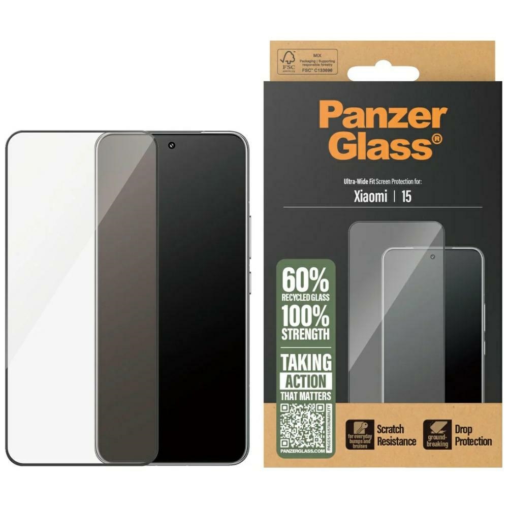 PanzerGlass temperētais stikls ar melnu rāmi Xiaomi 15