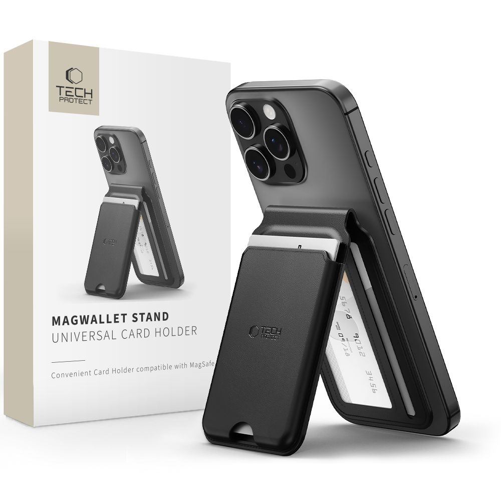 Tech-Protect MagWallet Stand MagSafe Universal viedtālruņa apvalks - melns
