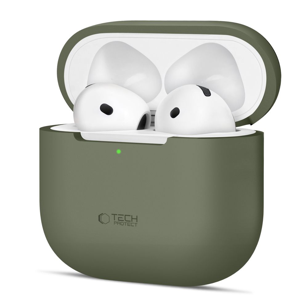 Tech-Protect silikona apvalks Apple AirPods 4 austiņām - olīvzaļš