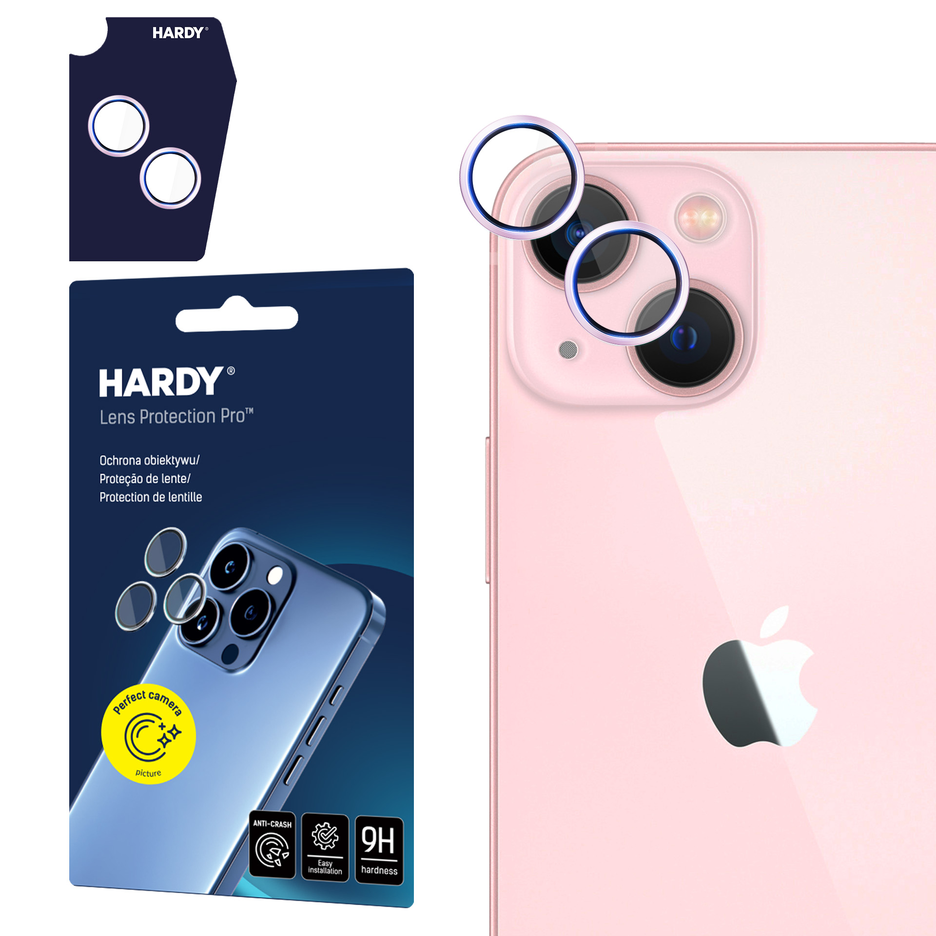 3mk HARDY objektīva aizsargstikls Apple iPhone 15 / 15 Plus - rozā
