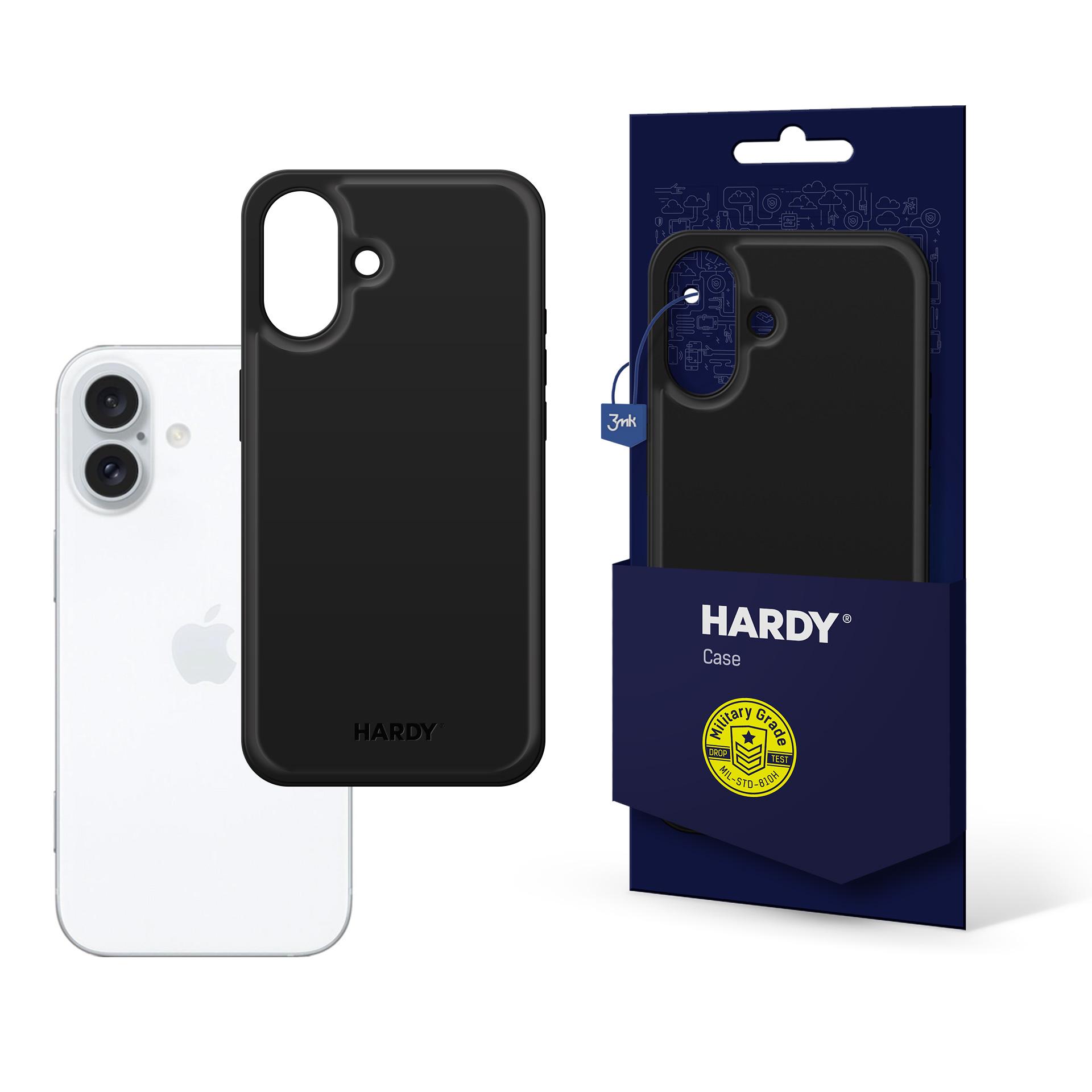 3mk Hardy Apple Silky Leather Magnētiskais viedtālruņa apvalks Apple iPhone 16 - melns