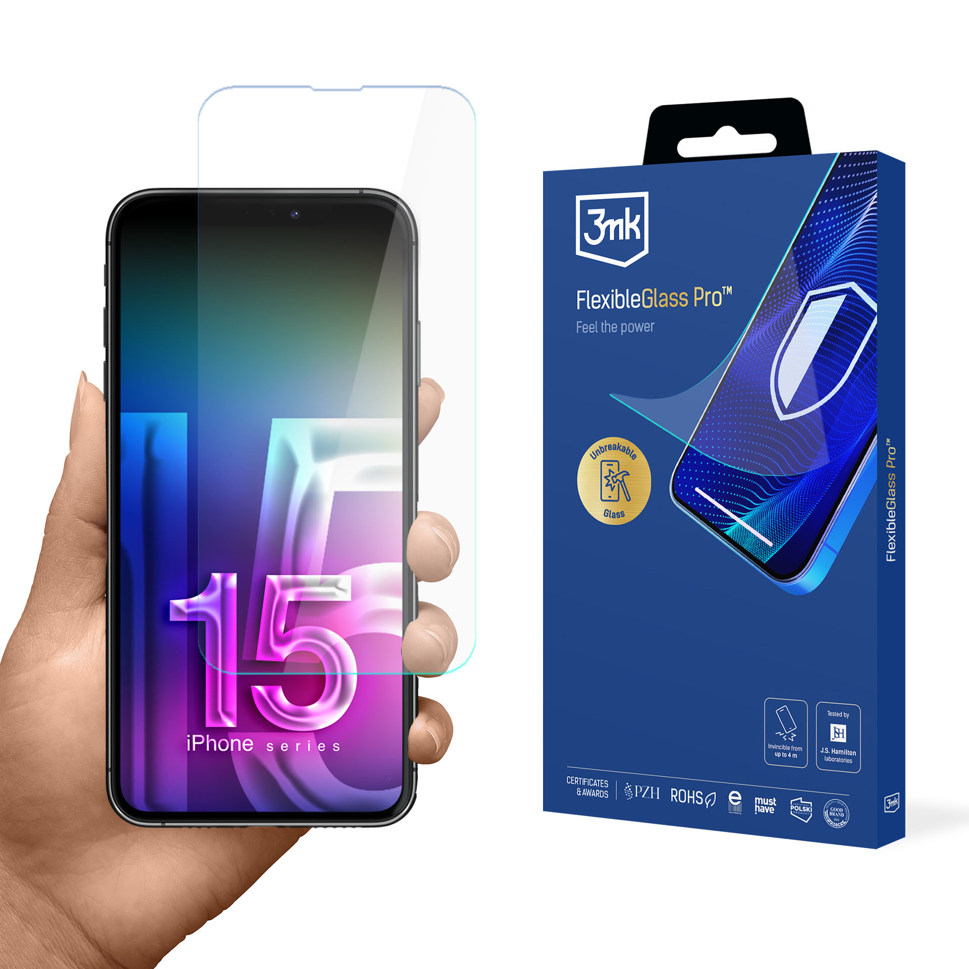 Hibrīdais stikls 3mk FlexibleGlass Pro paredzēts Apple iPhone 15 Pro