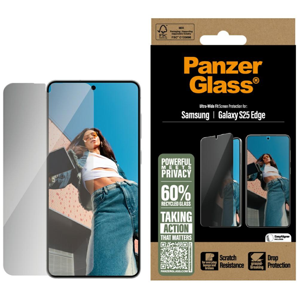 PanzerGlass Īpaši plāns privātuma stikls Samsung Galaxy S25 Edge - caurspīdīgs