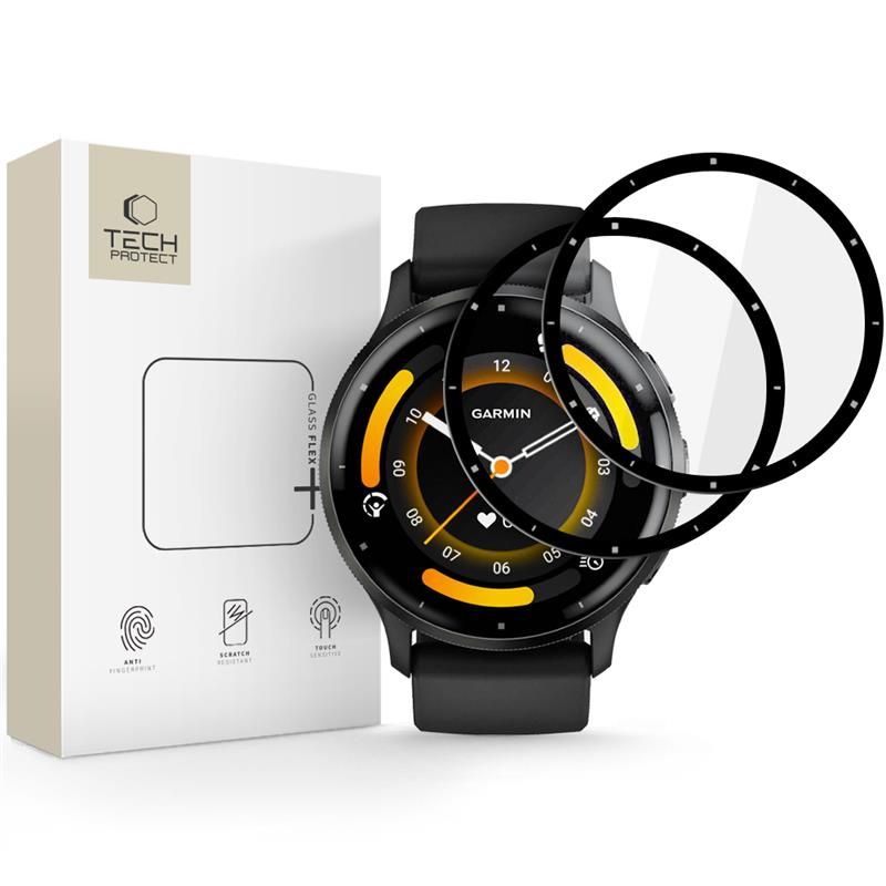 Tech-Protect Glass Flex+ 2 daļu hibrīdā stikla komplekts Garmin Venu 3 - melns