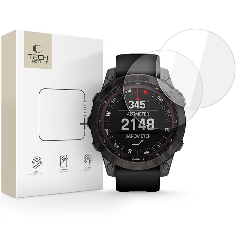 Tech-Protect Glass Fit+ 2-pack rūdītais stikls Garmin Fenix 7 / 7 Pro - caurspīdīgs