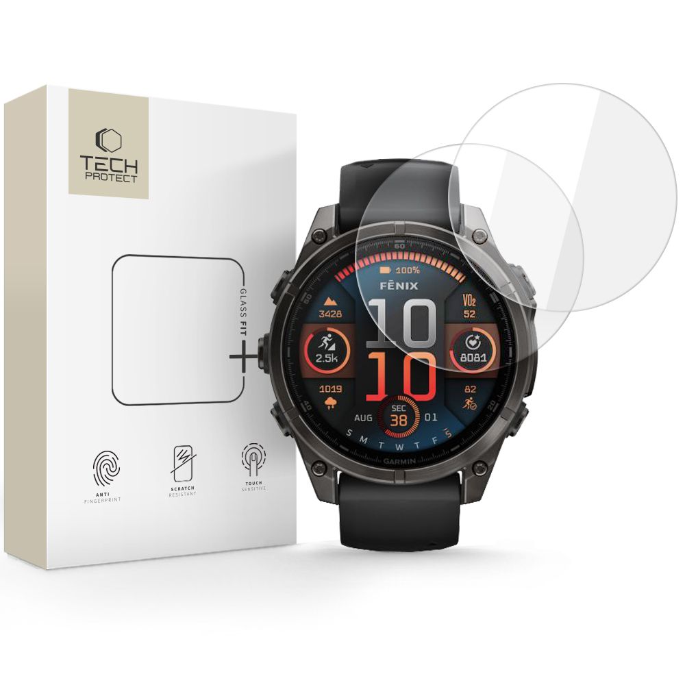 Tech-Protect Glass Fit+ 2-pack rūdītais stikls Garmin Fenix 8 47mm - caurspīdīgs