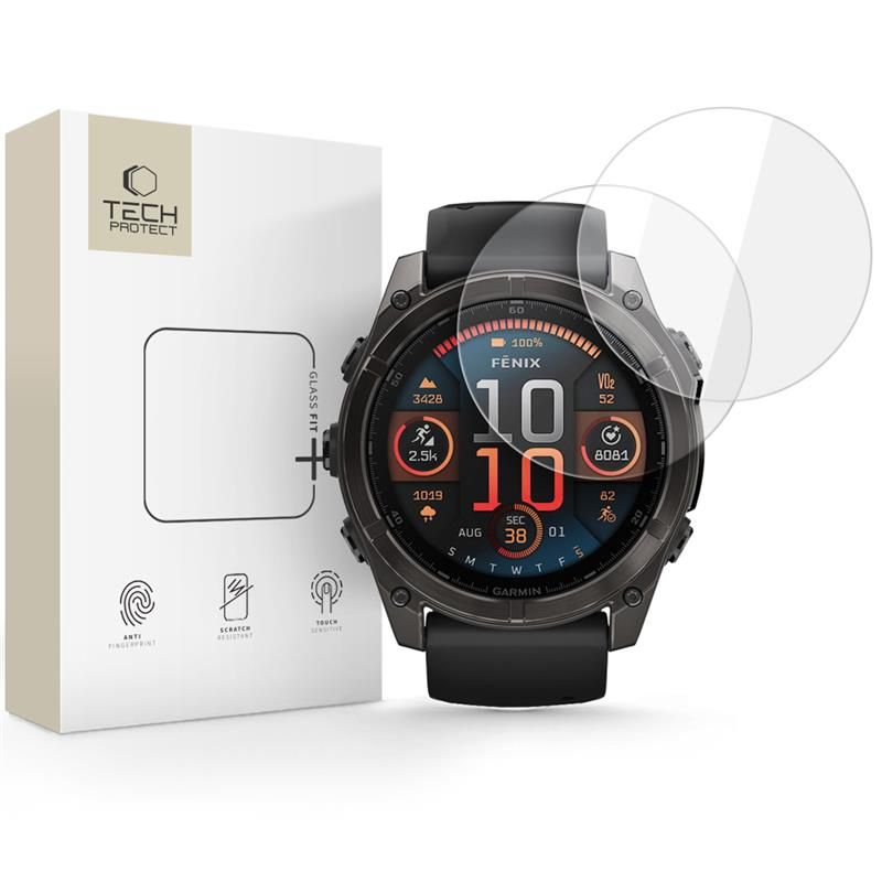 Tech-Protect Glass Fit+ 2-pack rūdītais stikls Garmin Fenix 8 51mm - caurspīdīgs