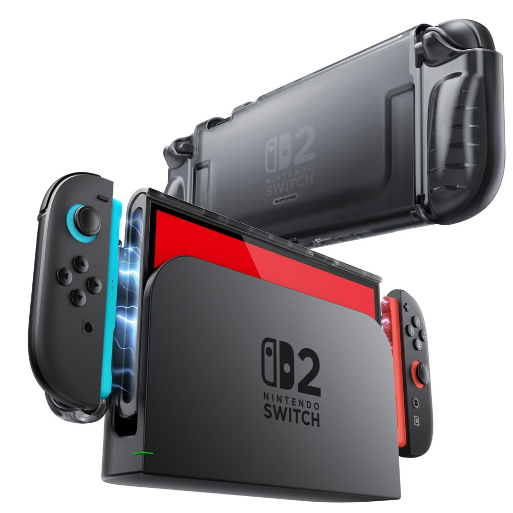 Supcase Crystal apvalks Nintendo Switch 2 - caurspīdīgi melns