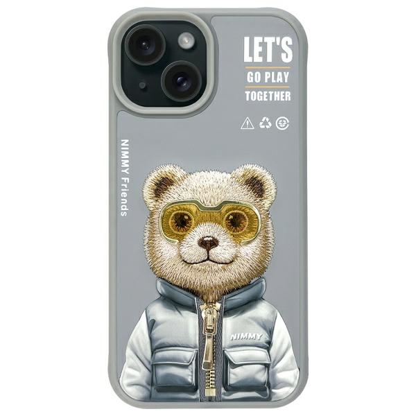 Nimmy Cool&Cute 2.0 Lāča viedtālruņa apvalks iPhone 15 - pelēks