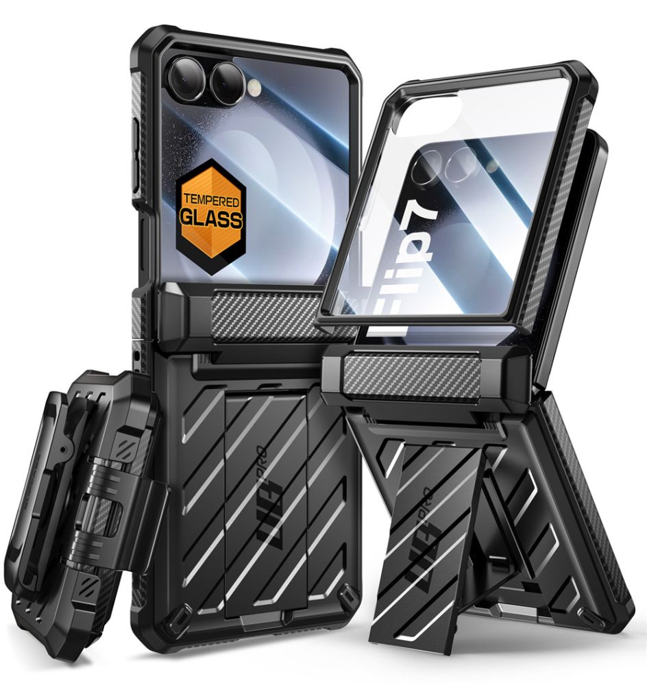 Supcase Unicorn Beetle Pro viedtālruņa apvalks Samsung Galaxy Z Flip 7 - melns