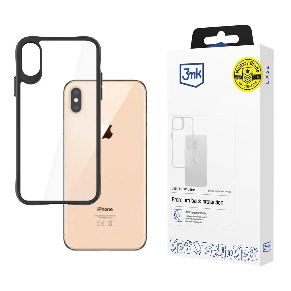 3mk Satin Armor Case+ viedtālruņa apvalks iPhone Xs Max - caurspīdīgs melns