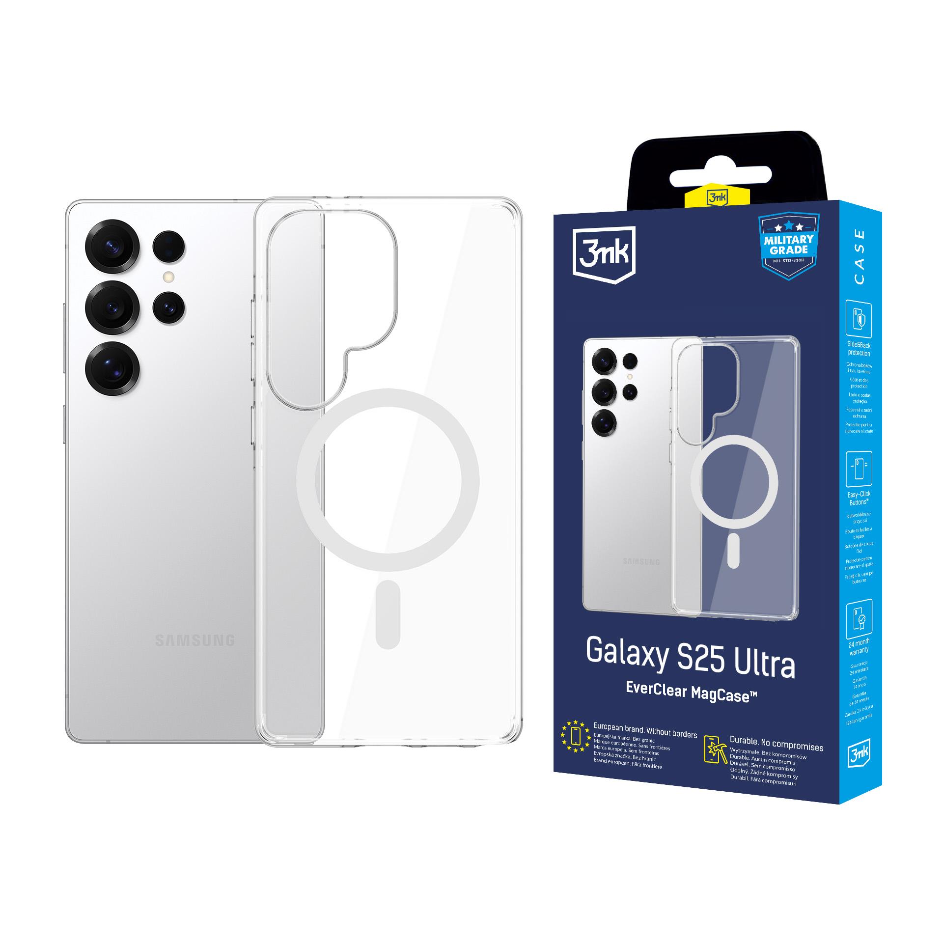 3mk EverClear Magnētiskais viedtālruņa apvalks Samsung Galaxy S25 Ultra - caurspīdīgs