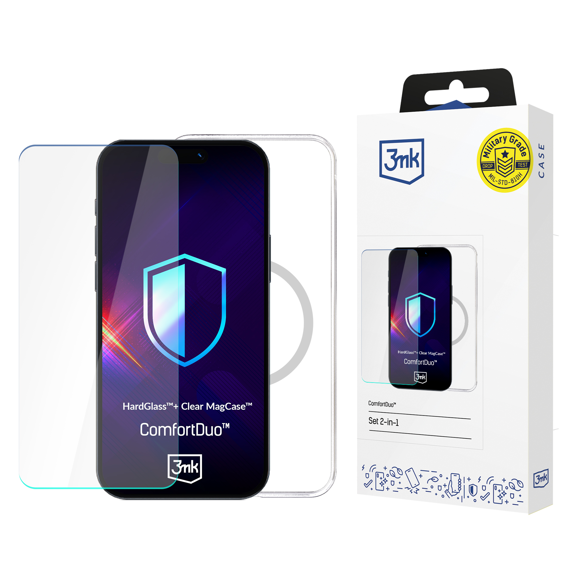 3mk ComfortDuo caurspīdīgs aizsargkomplekts apvalks + stikls Samsung Galaxy S25 Ultra - caurspīdīgs