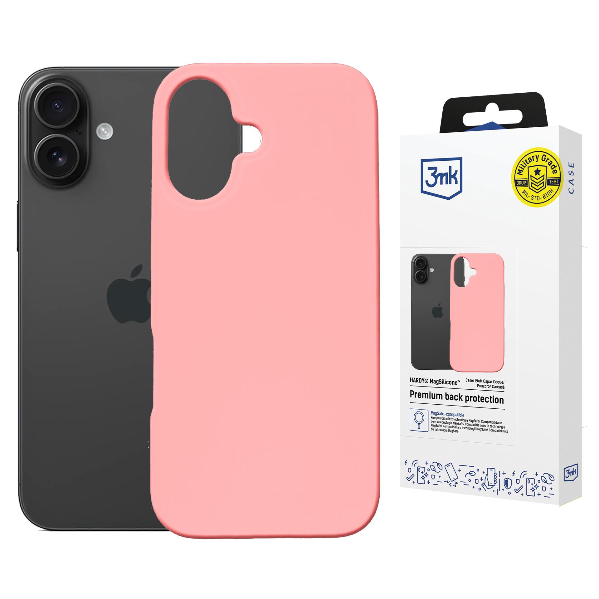 3mk Hardy MagSilicone viedtālruņa apvalks Apple iPhone 16 - rozā
