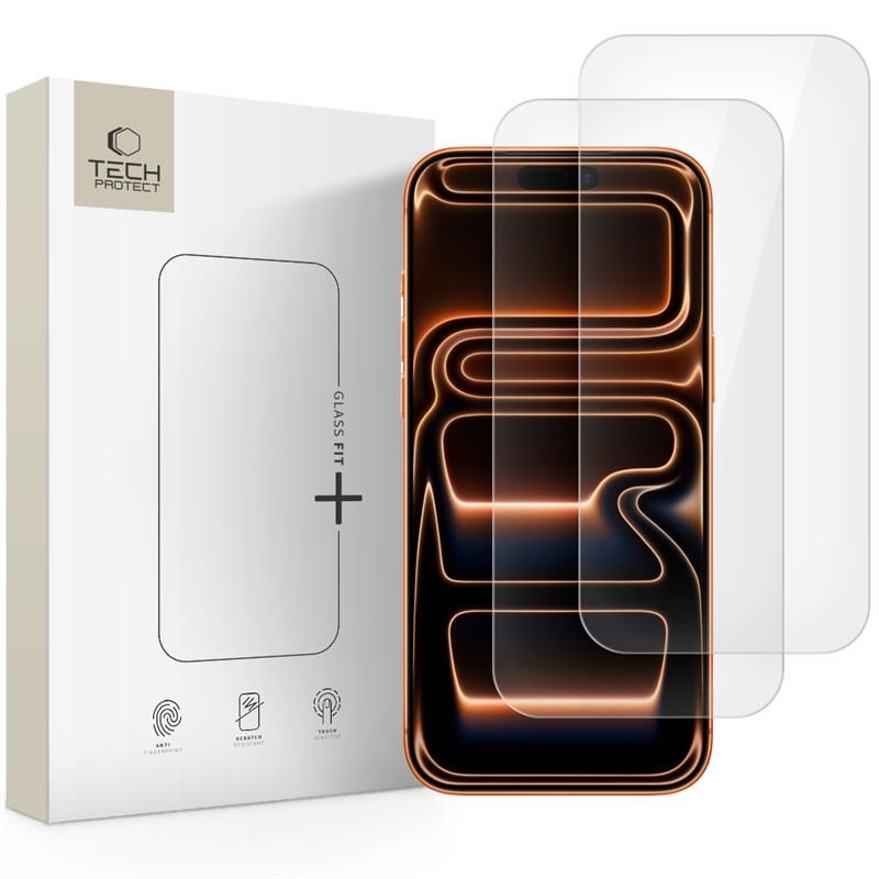 Tech-Protect Glass Fit+ 2gab grūdināta stikla aizsargs iPhone 16 Pro / 17 / 17 Pro - caurspīdīgs