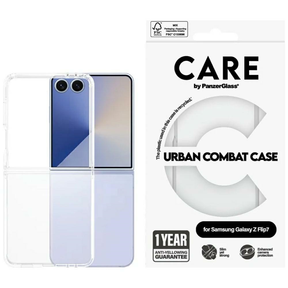 CARE by PanzerGlass Flagship Urban Combat viedtālruņa apvalks Samsung Galaxy Z Flip 7 - caurspīdīgs