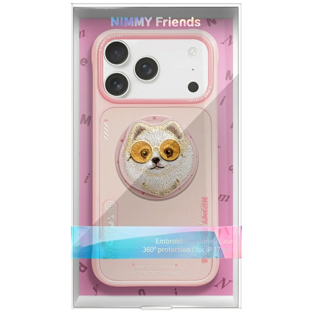 Nimmy Glasses Cool Dog magnētiskais viedtālruņa apvalks iPhone 17 Pro - rozā