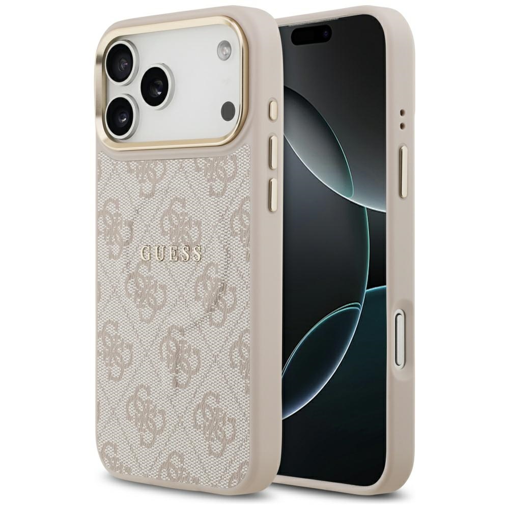 Guess 4G PU Classic Logo Magnētiskais viedtālruņa apvalks iPhone 17 Pro Max - rozā