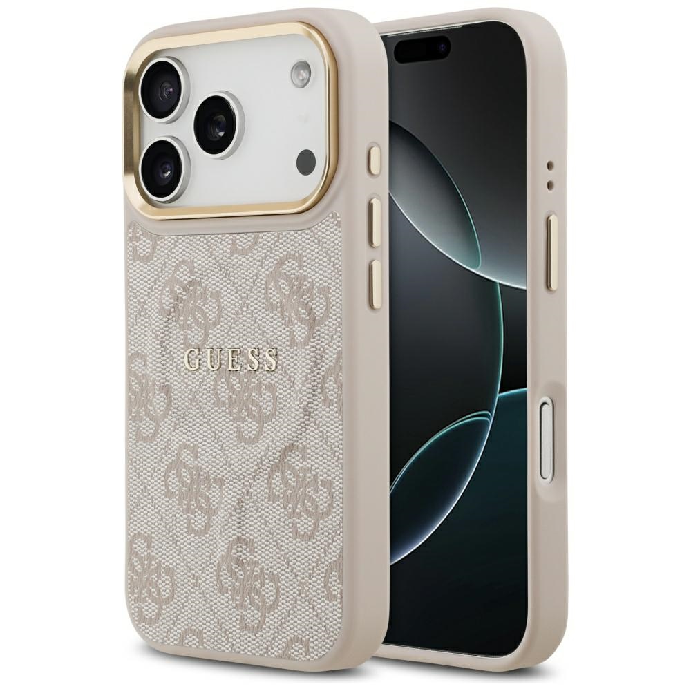 Guess 4G PU Classic Logo Magnētiskais viedtālruņa apvalks iPhone 17 Pro - rozā