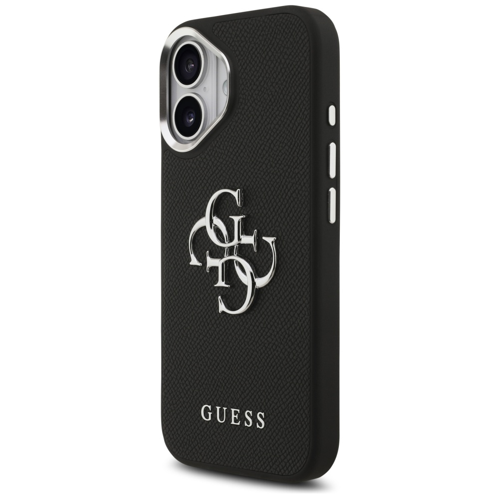 Guess Grained Big 4G Classic Logo viedtālruņa apvalks iPhone 17 - melns