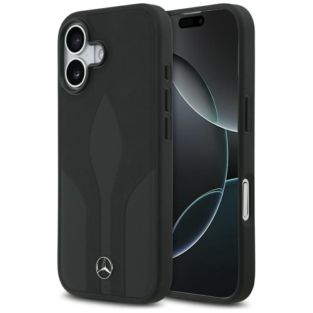 Mercedes ādas The Move magnētiskais viedtālruņa apvalks iPhone 17 - melns