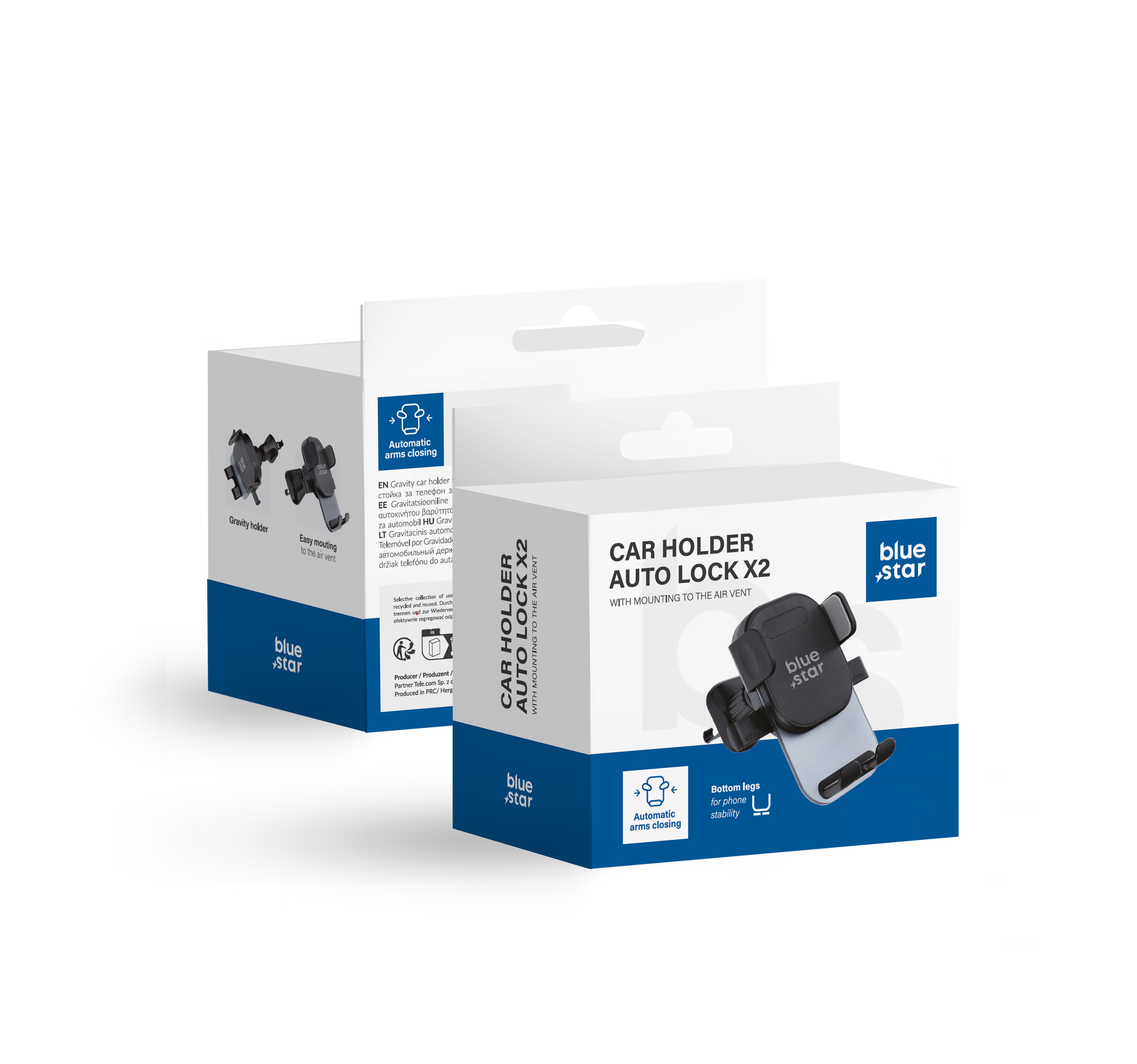 BLUE STAR automašīnas turētājs gaisa ventilācijai AUTO LOCK X2, melns