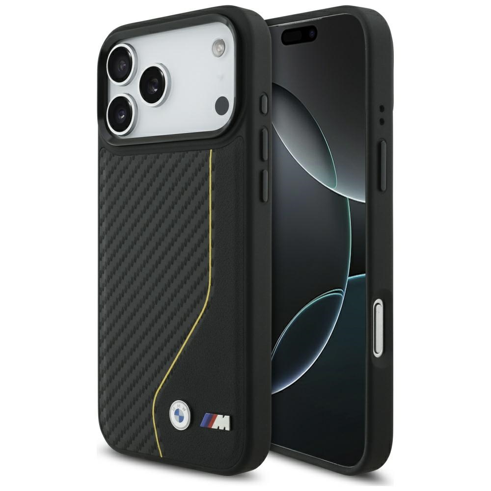 BMW M Carbon Line & Logo Magnētiskais viedtālruņa apvalks iPhone 17 Pro Max - dzeltens