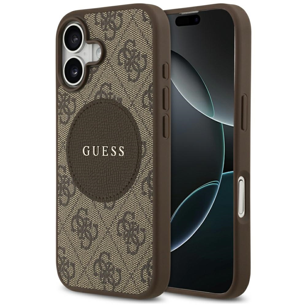 Guess 4G Circle Classic Logo Magnētiskais viedtālruņa apvalks iPhone 17 - brūna