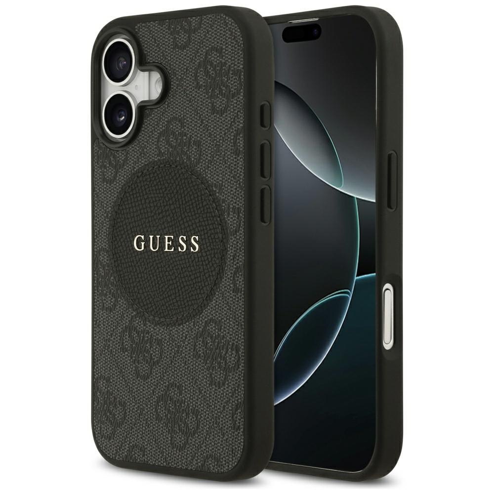 Guess 4G Circle Classic Logo Magnētiskais viedtālruņa apvalks iPhone 17 - melns