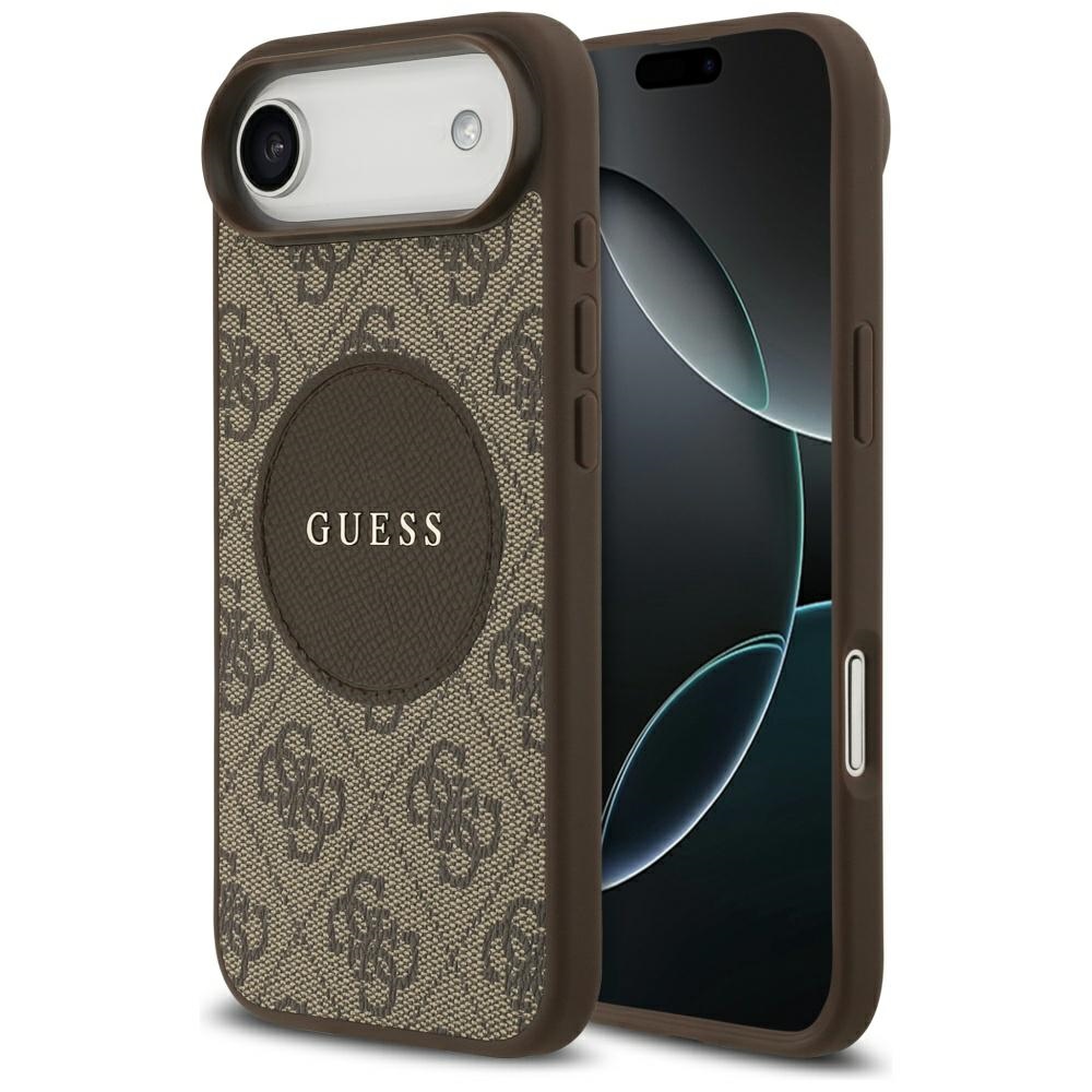 Guess 4G Circle Classic Logo Magnētiskais viedtālruņa apvalks iPhone Air - brūna