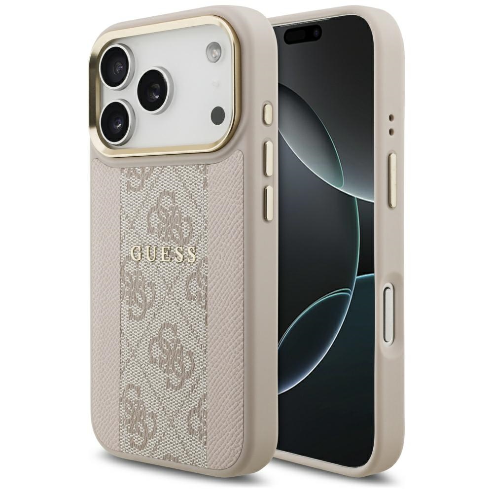 Guess 4G Stripe Magnētiskais viedtālruņa apvalks iPhone 17 Pro - rozā