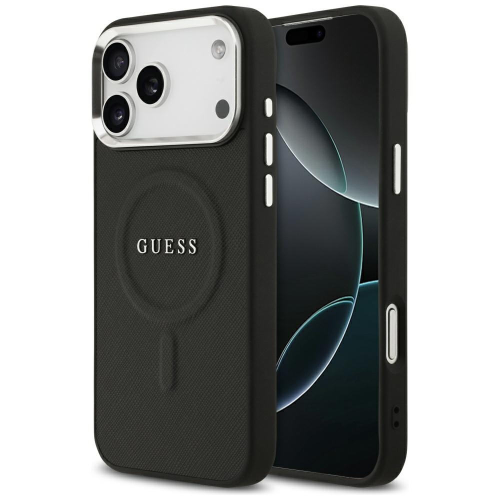 Guess Classic Logo Magnētiskais viedtālruņa apvalks iPhone 17 Pro Max - melns