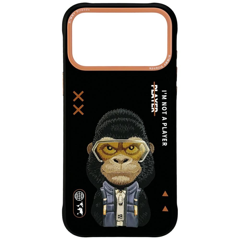 Nimmy Cool&Cute 2.0 Gorilla viedtālruņa apvalks iPhone 17 Pro - melns
