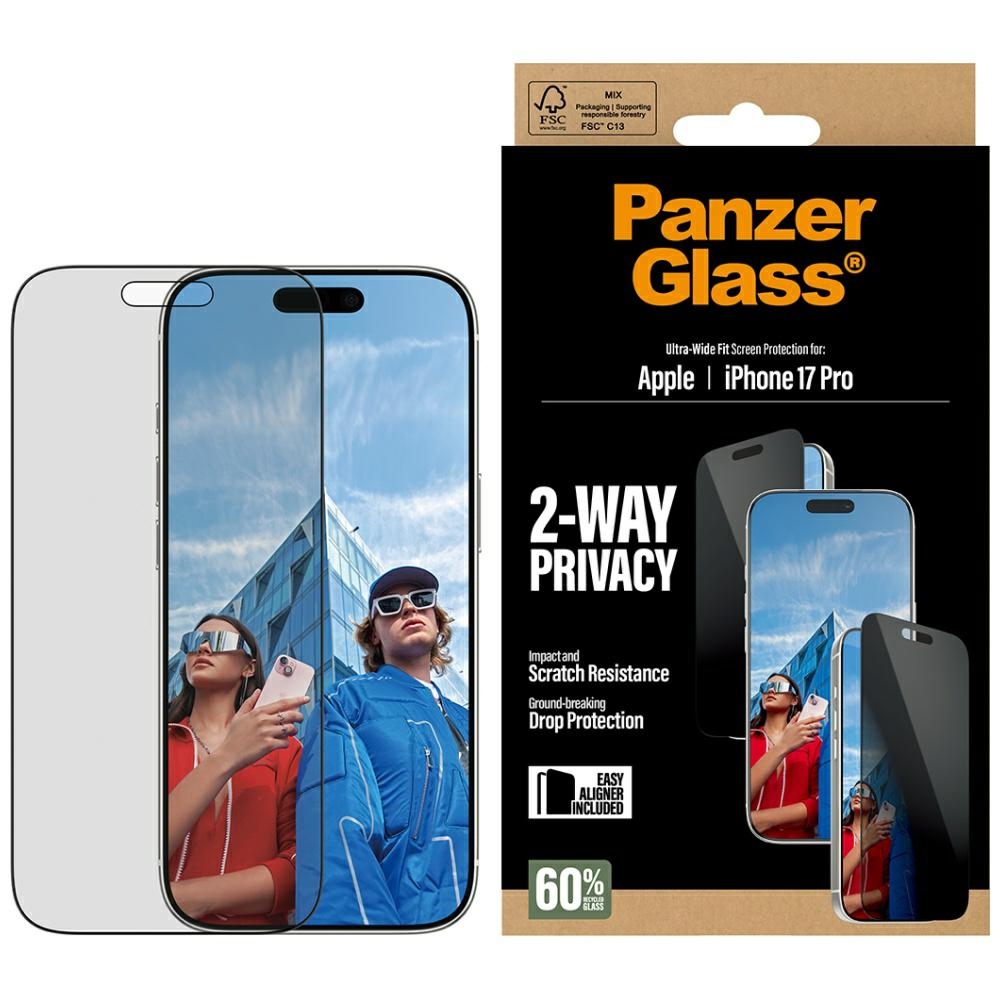 PanzerGlass Ultra-Wide Fit EasyAligner privātuma stikls iPhone 17 Pro
