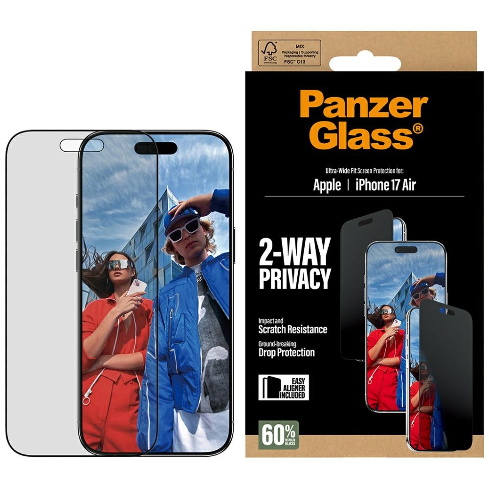 PanzerGlass Ultra-Wide Fit EasyAligner privātuma stikls iPhone Air