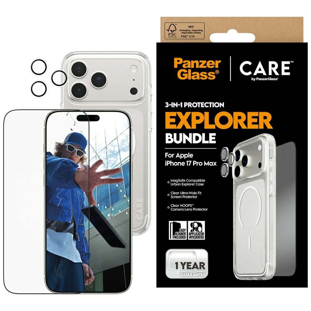 CARE by PanzerGlass flagmanis pētnieks 3in1 apvalks + stikls + lēca iPhone 17 Pro Max