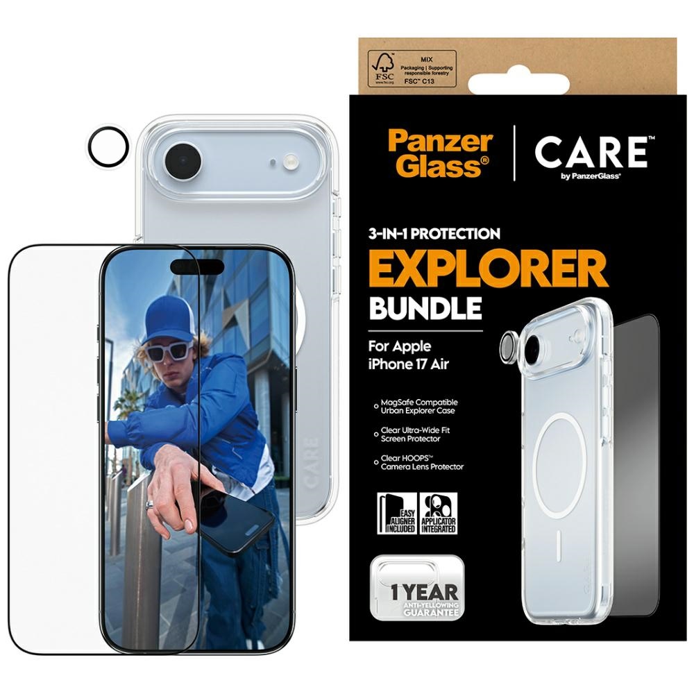 CARE by PanzerGlass flagmanis pētnieks 3in1 apvalks + stikls + lēca iPhone Air