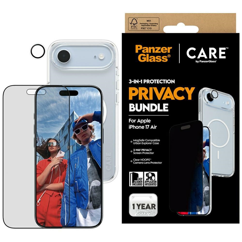 CARE by PanzerGlass flagmanis privātuma 3in1 apvalks + privātuma stikls + lēca iPhone Air