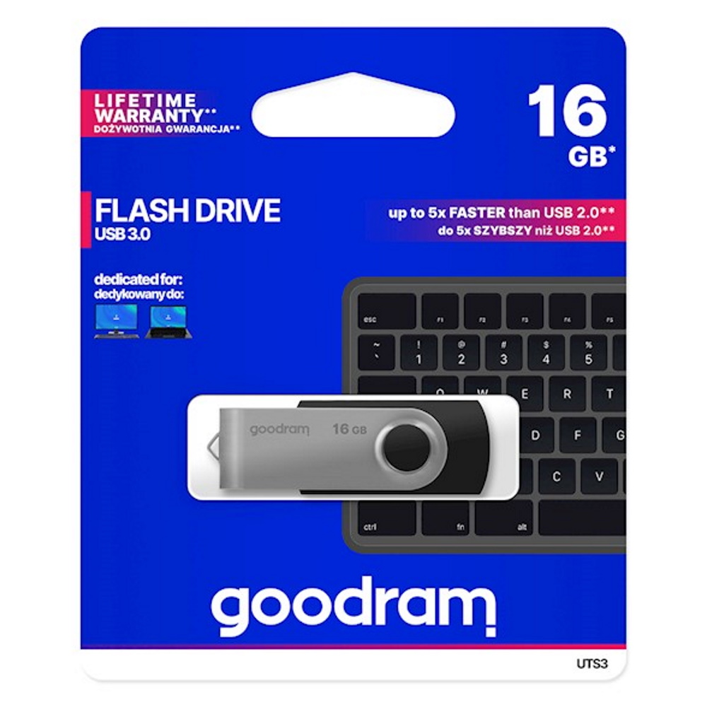 Goodram USB zibatmiņa 16GB USB 3.0 Twister melns