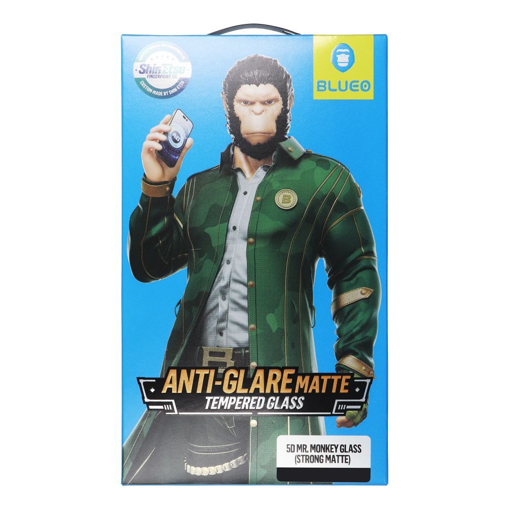 5D Mr. Monkey Aizsargstikls - Apple iPhone 15 / 16 melns (Strong Matte)