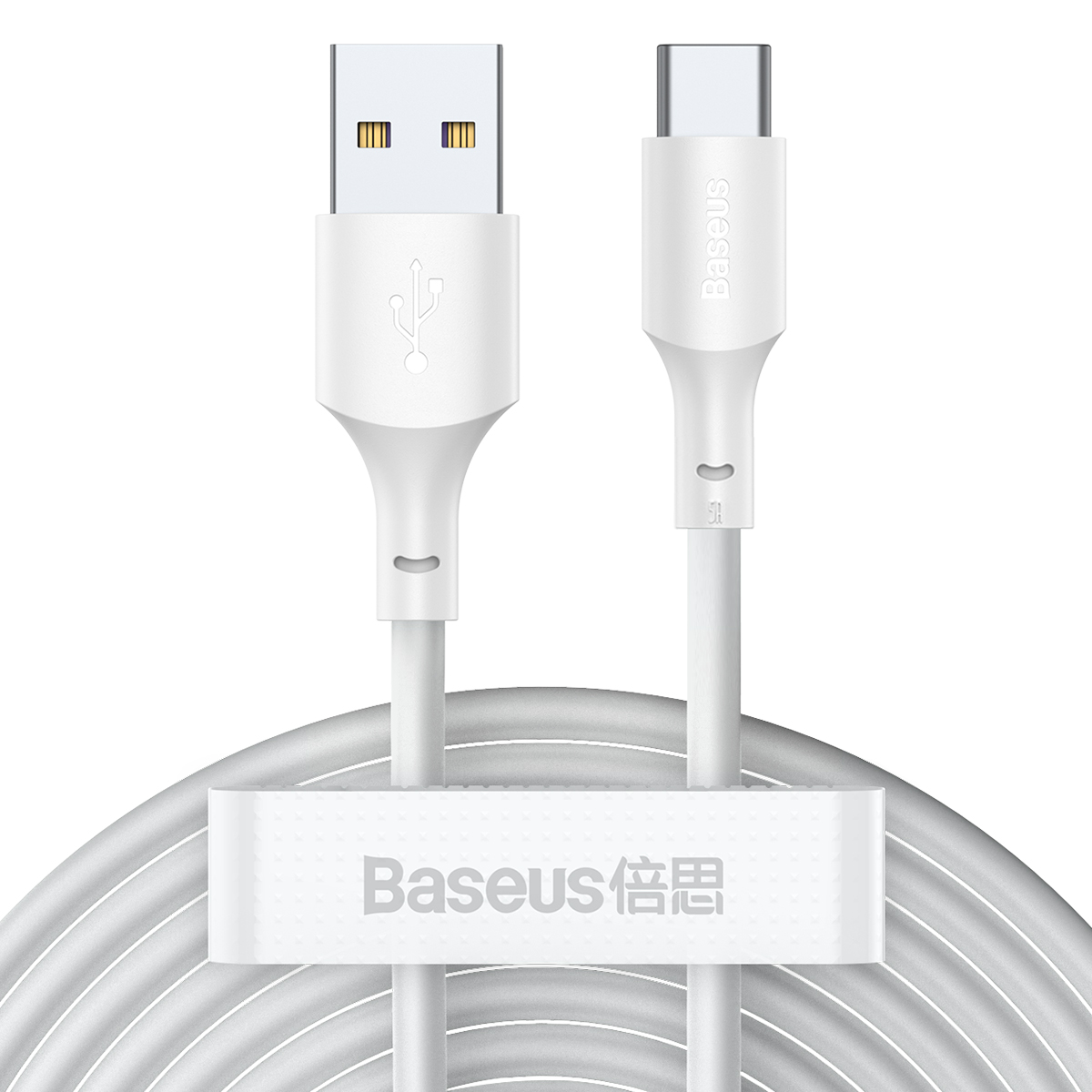 Baseus kabelis Simple Wisdom USB - USB-C 1,5 m 5A balts 2 gab.