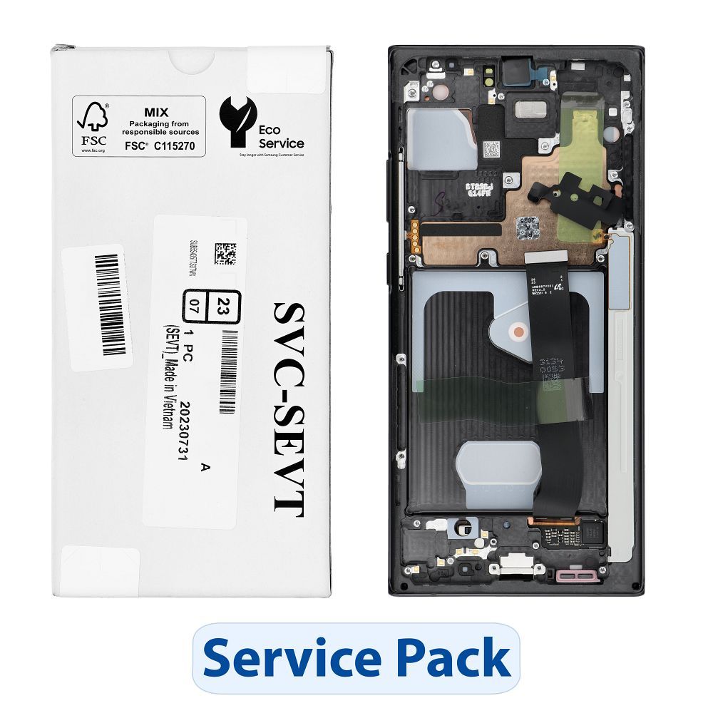 ServicePack LCD displejs SAMSUNG Note 20 Ultra 5G N986 / N985 GH82-31453A mistiski melns