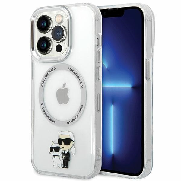 Karl Lagerfeld viedtālruņa apvalks iPhone 13 Pro 6,1" KLHMP13LHNKCIT caurspīdīgs cietais apvalks Magsafe IML NFT Karl & Choupette