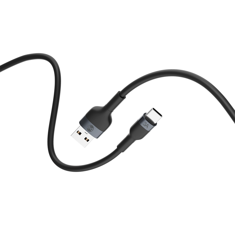 Forever elastīgs kabelis USB - USB-C 1,0 m 3A melns