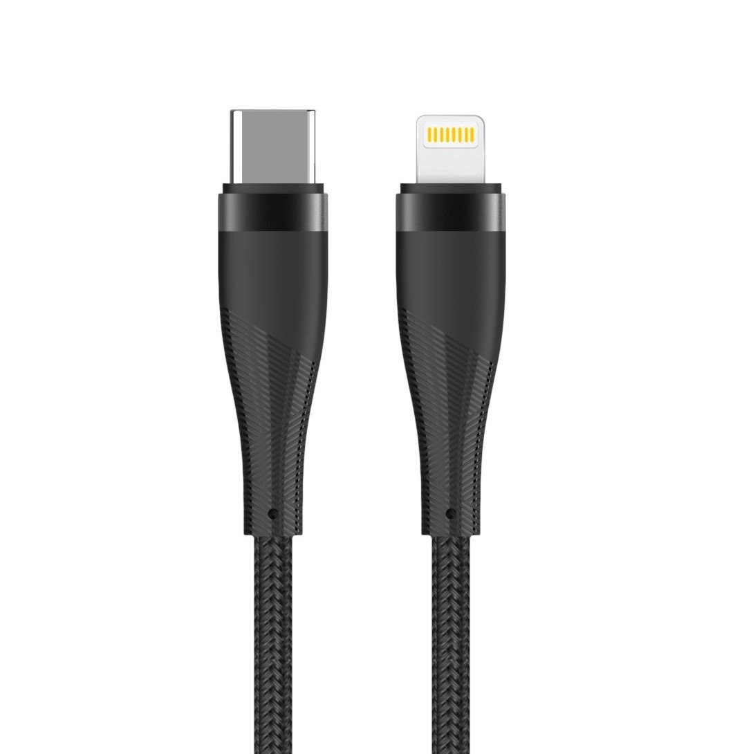 Maxlife MXUC-08 kabelis USB-C - Lightning 1,0 m 27W melns neilons