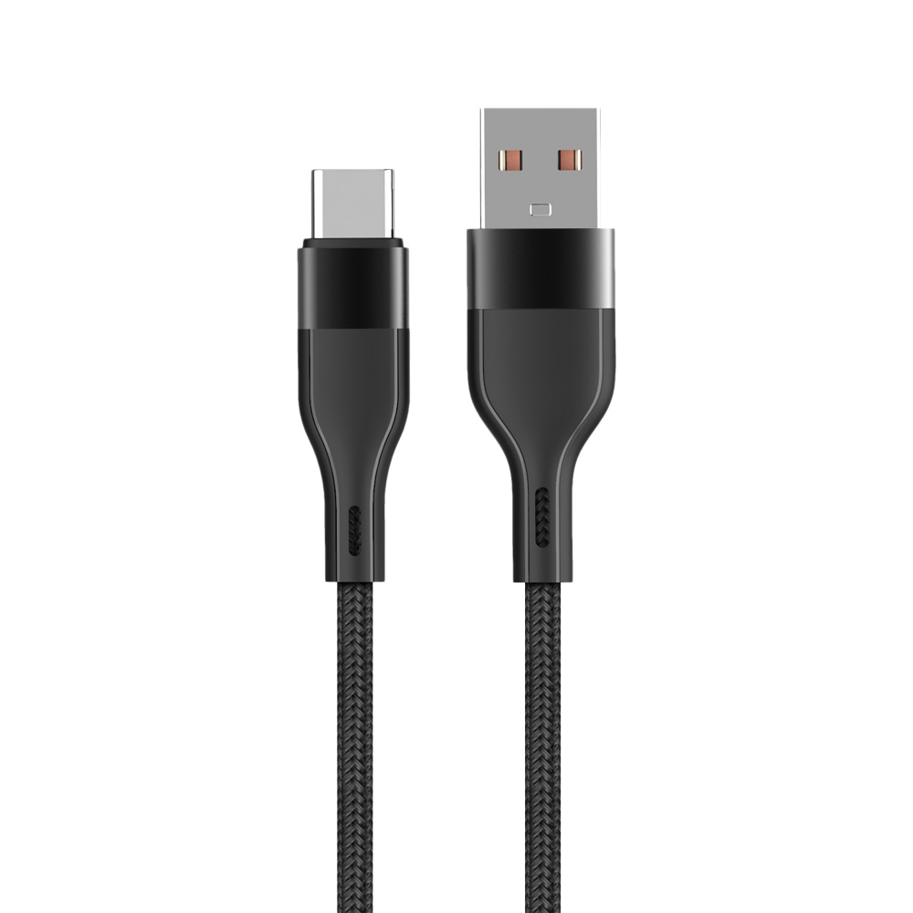 Maxlife MXUC-07 kabelis USB - USB-C 1,0 m 3A melns neilons