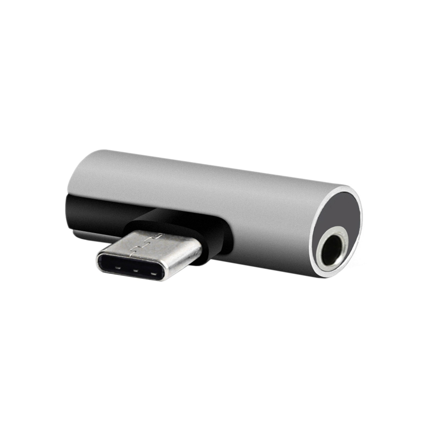 Setty adapteris USB-C - audio ligzda 3,5mm + USB-C AD-C-JC-7 sudraba