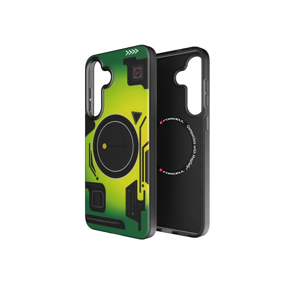 FORCELL F-PROTECT Leveli ar divu slāņu 4D tehnoloģiju, militārā nolaišanas pārbaude saderīgs ar MagSafe SAMSUNG S25 PLUS - cyber zaļš
